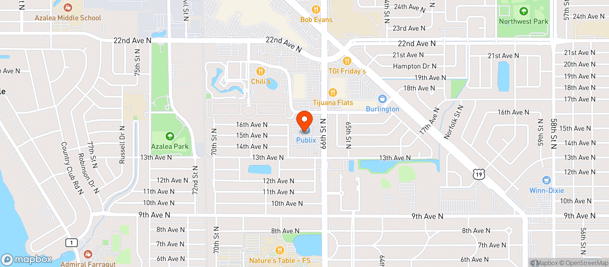 Map showing Publix