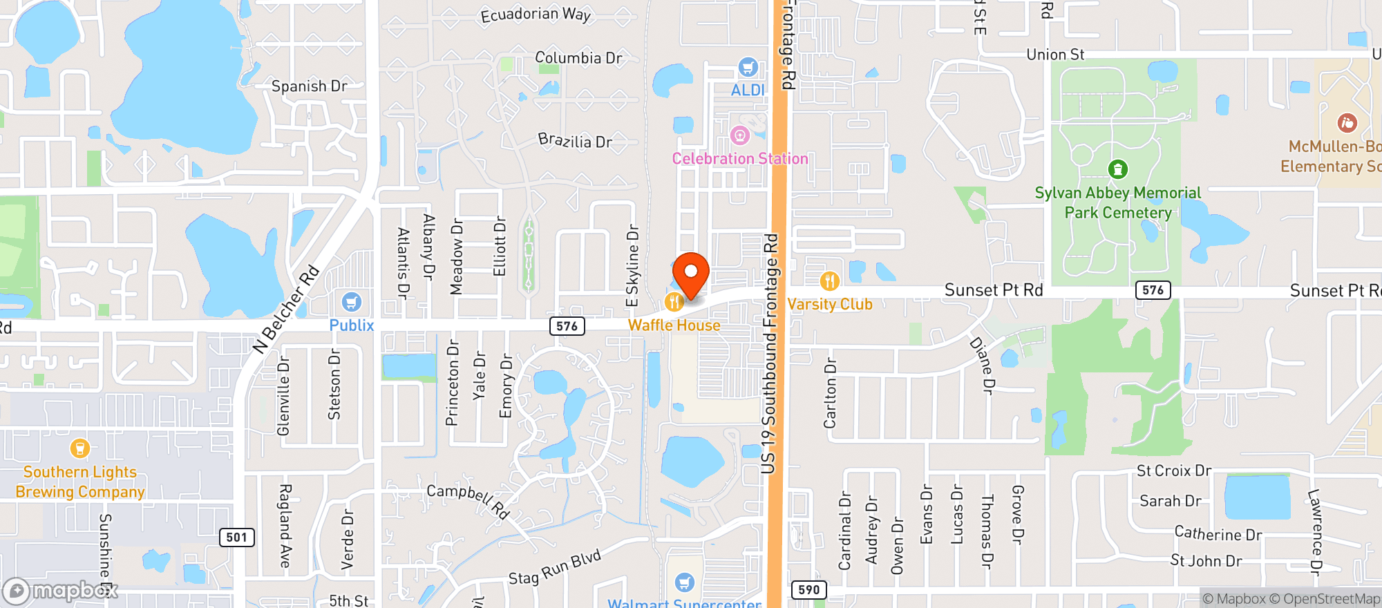 Map showing Sunset Point Wine & Liquor