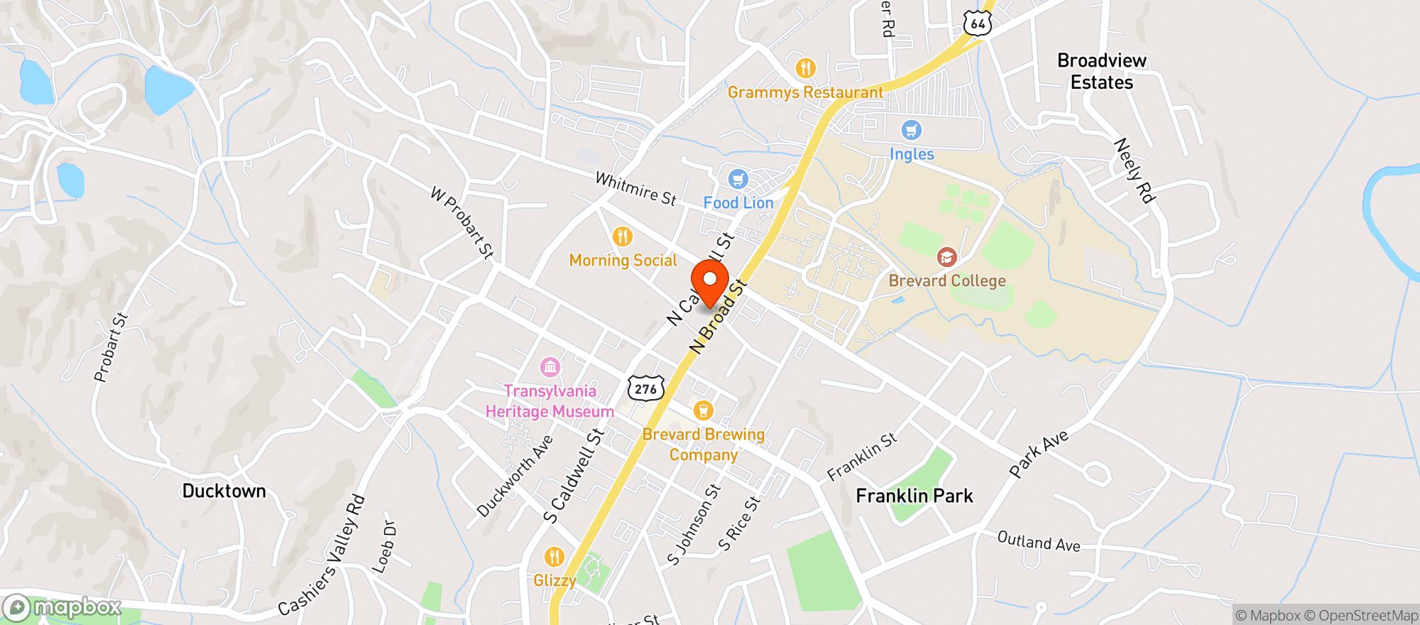Map showing Apotheca, Brevard