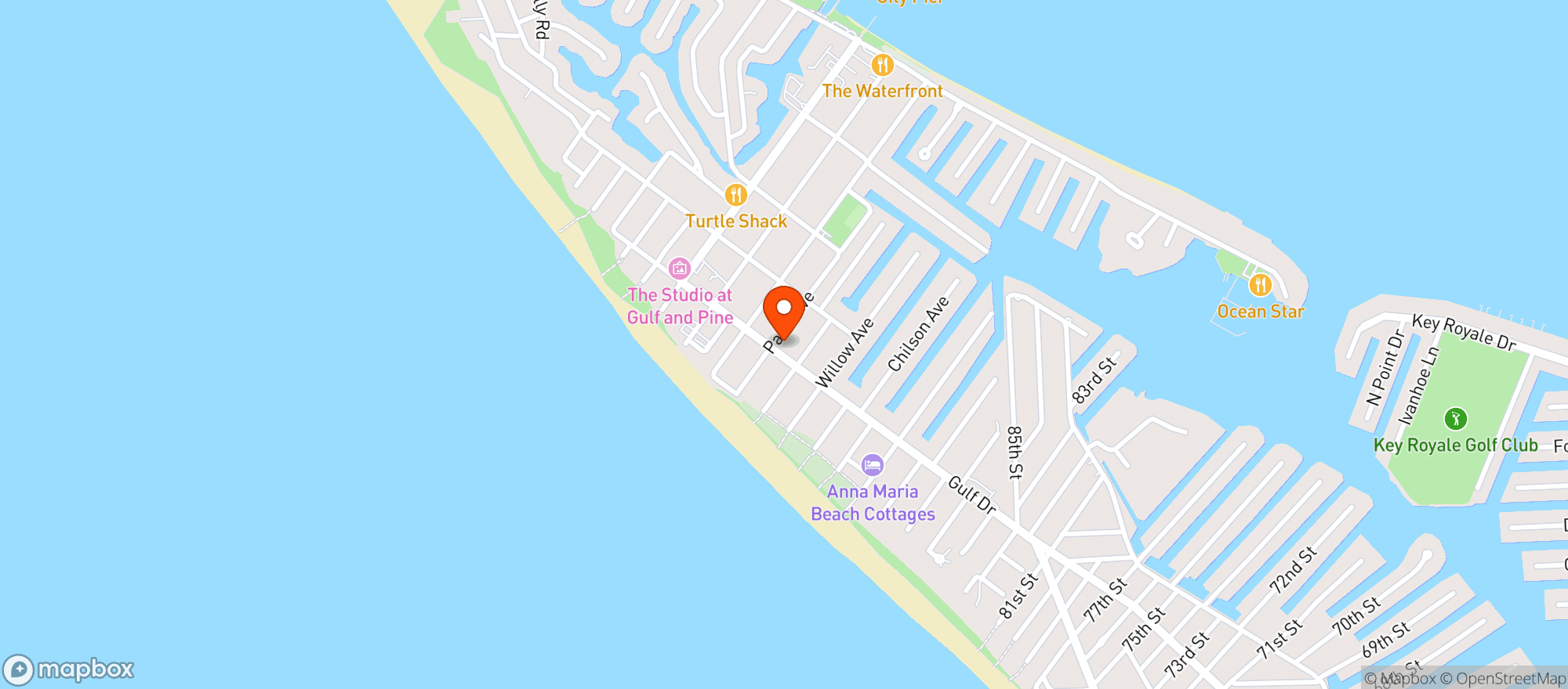 Map showing The Porch Restaurant