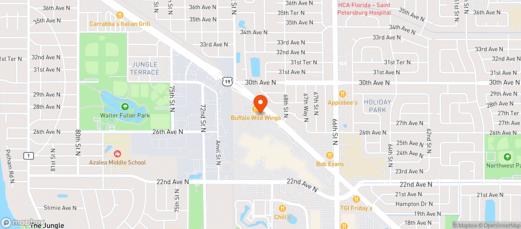 Map showing Buffalo Wild Wings Grill & Bar