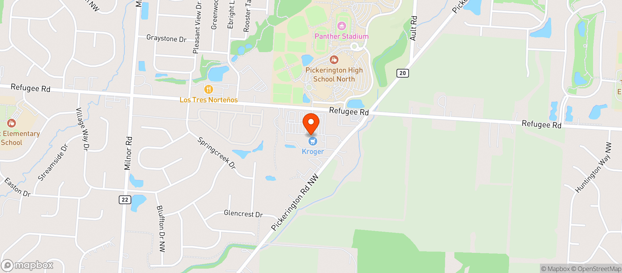 Map showing Kroger