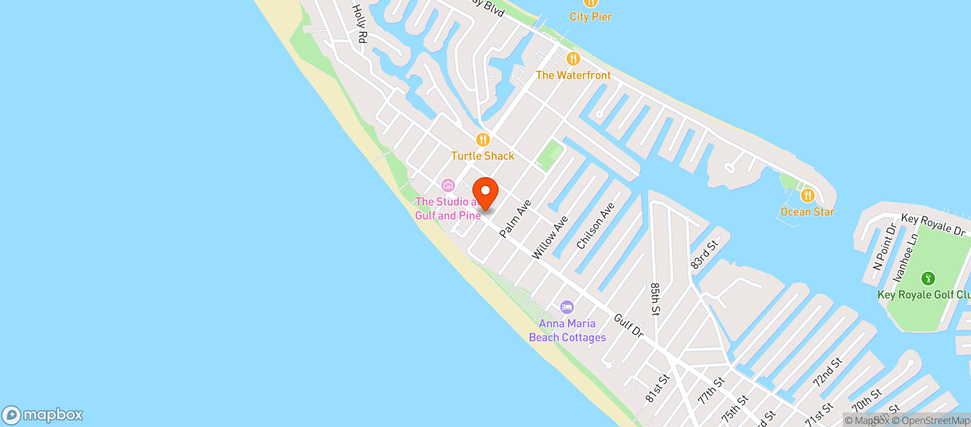 Map showing Harrys Grill