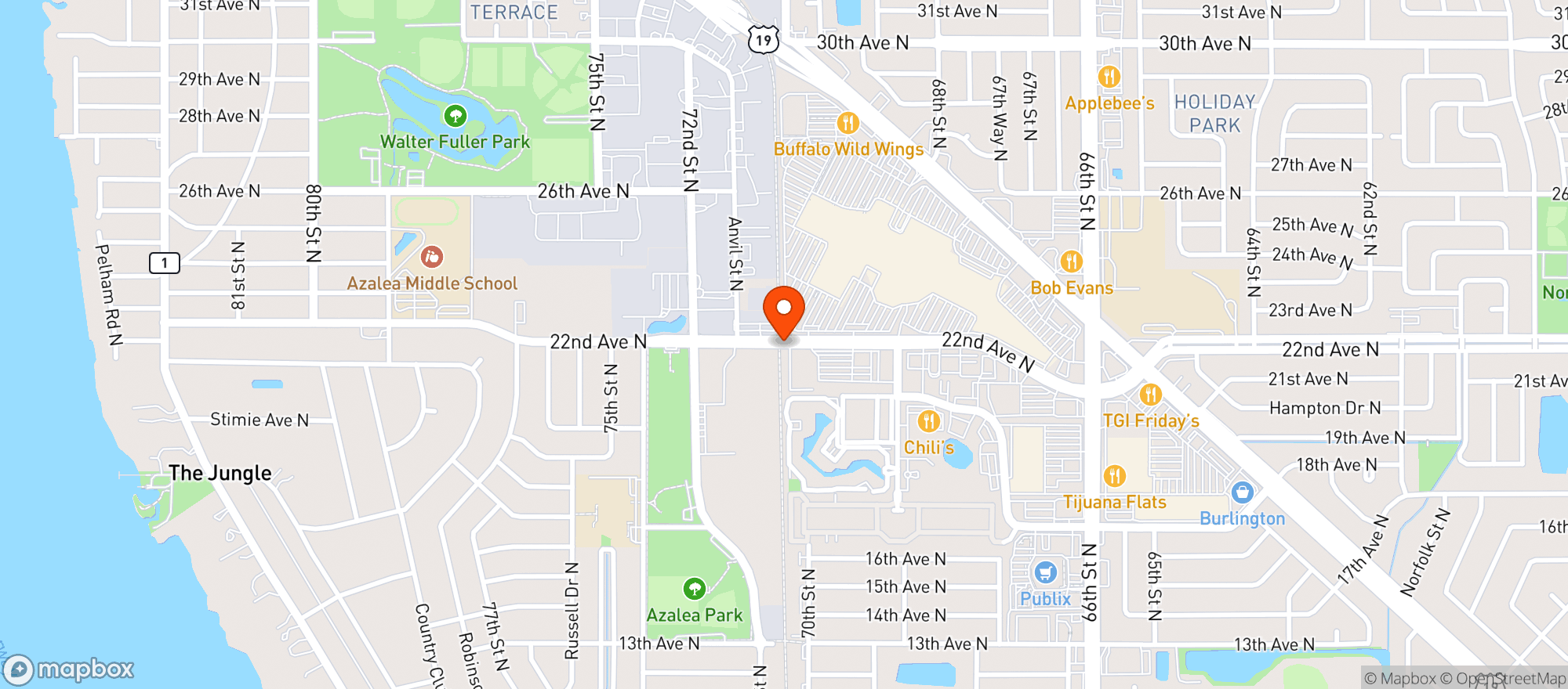 Map showing Whiskey Wings