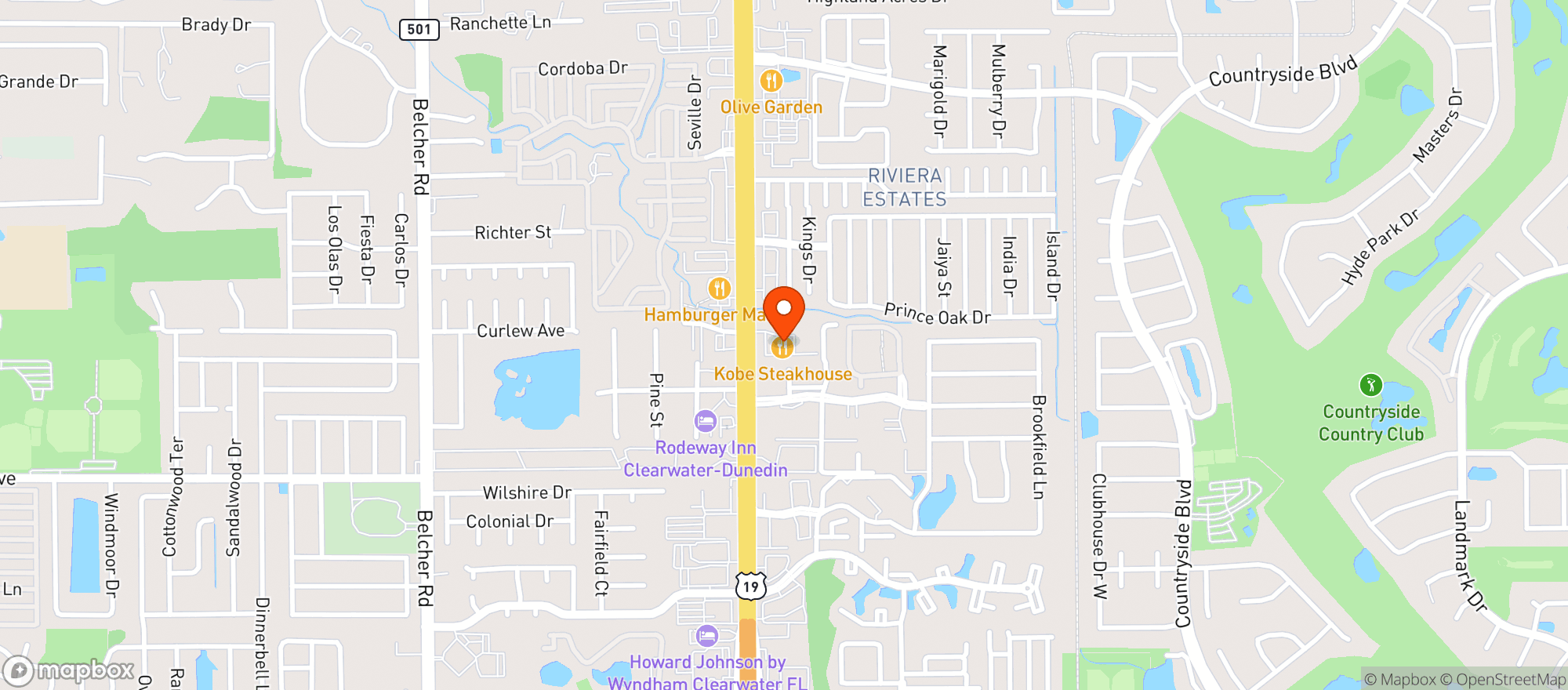 Map showing Kobe Japanese Steak House