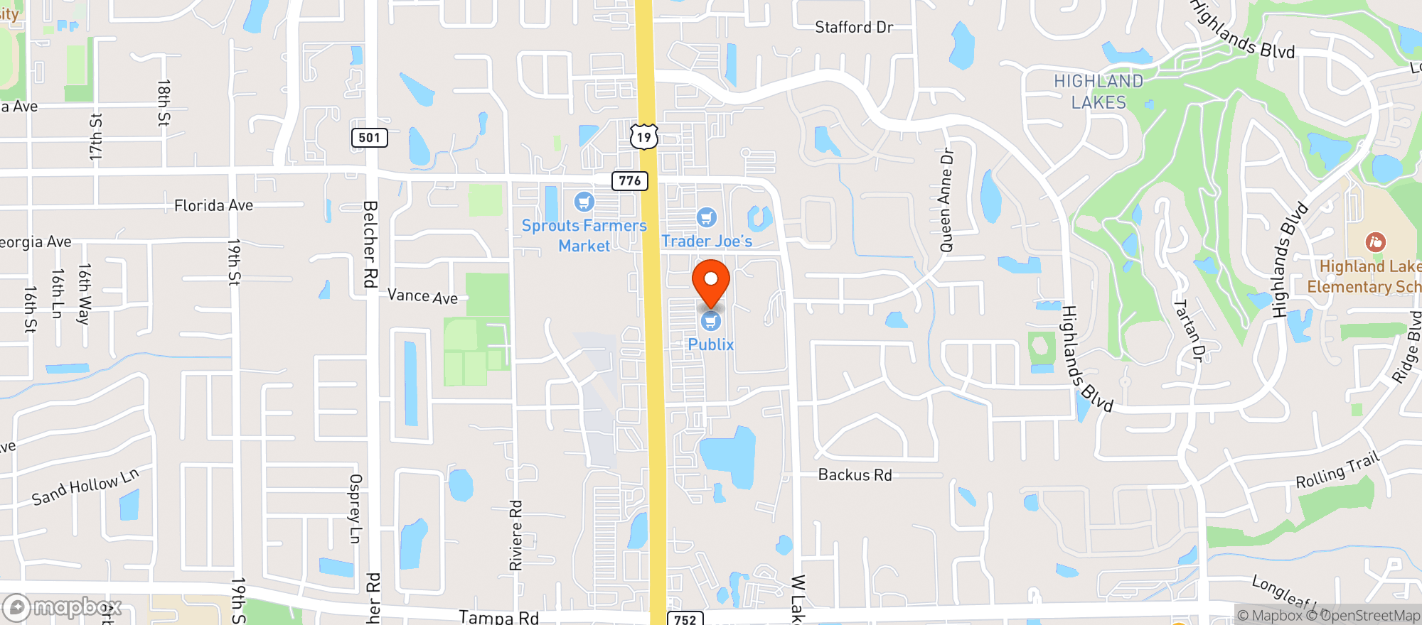 Map showing Palm Harbor Liquors