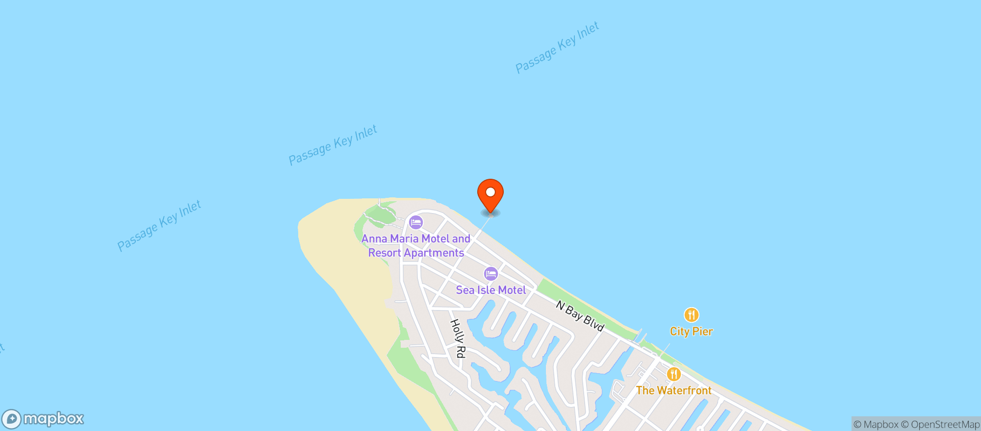 Map showing Rod & Reel Pier Restaurant