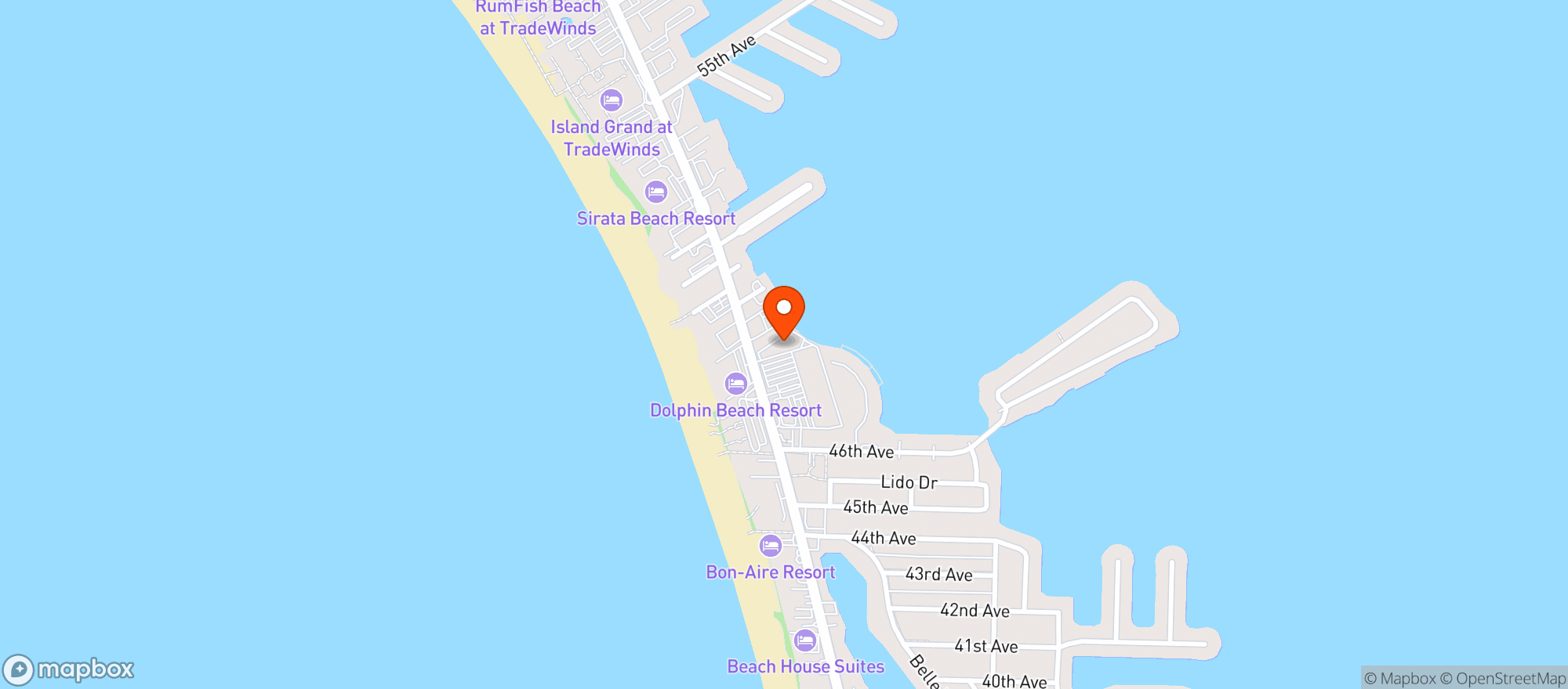 Map showing Dolphin Village Liquor Store