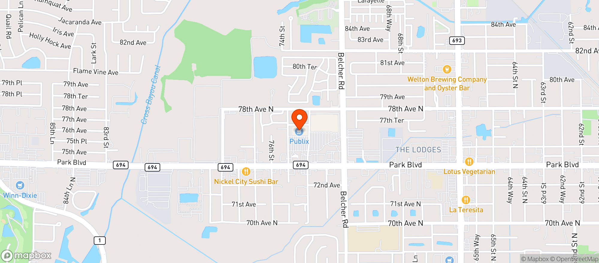 Map showing Publix