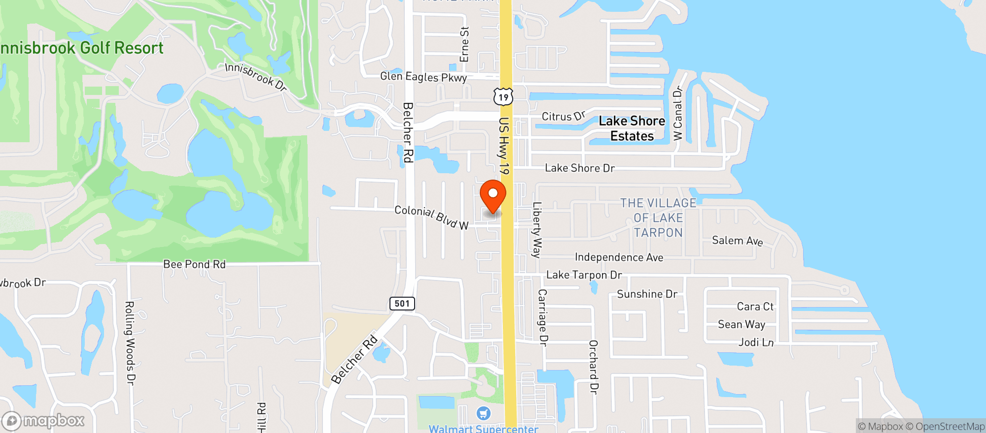 Map showing Exxon Palm Harbor