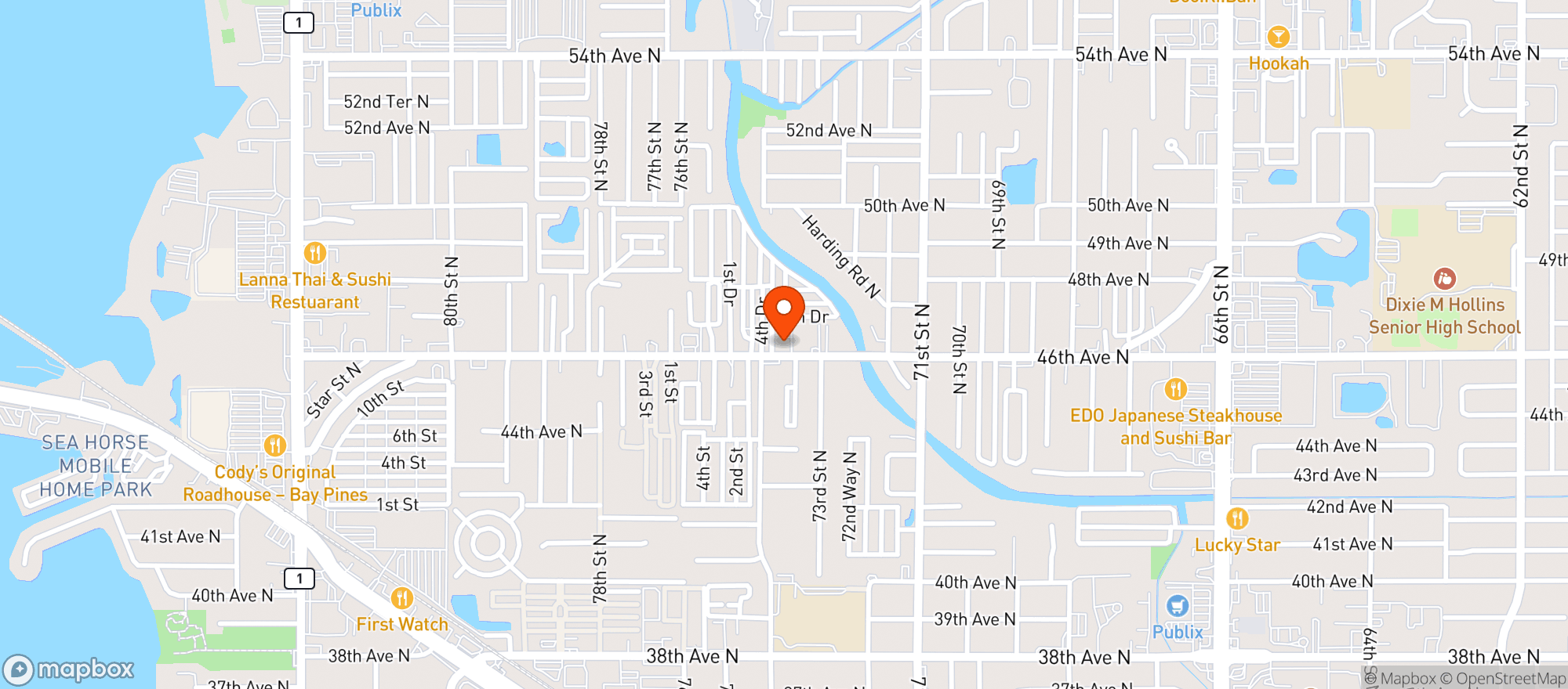Map showing Red Tiki Bar #N/A