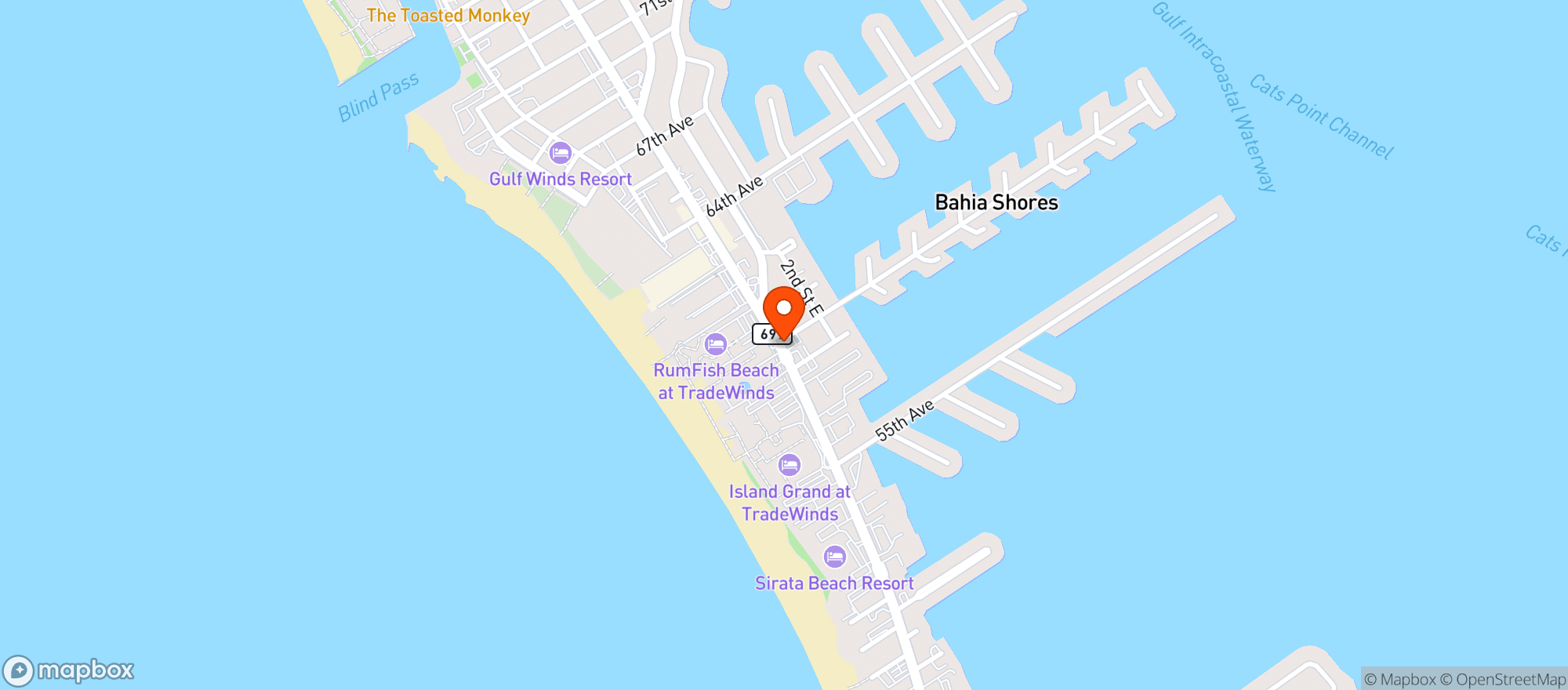 Map showing Snapper's Sea Grill