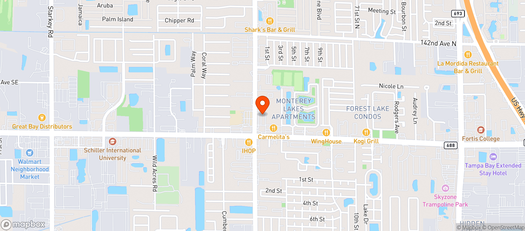 Map showing Finleys Irish Pub & Eatery