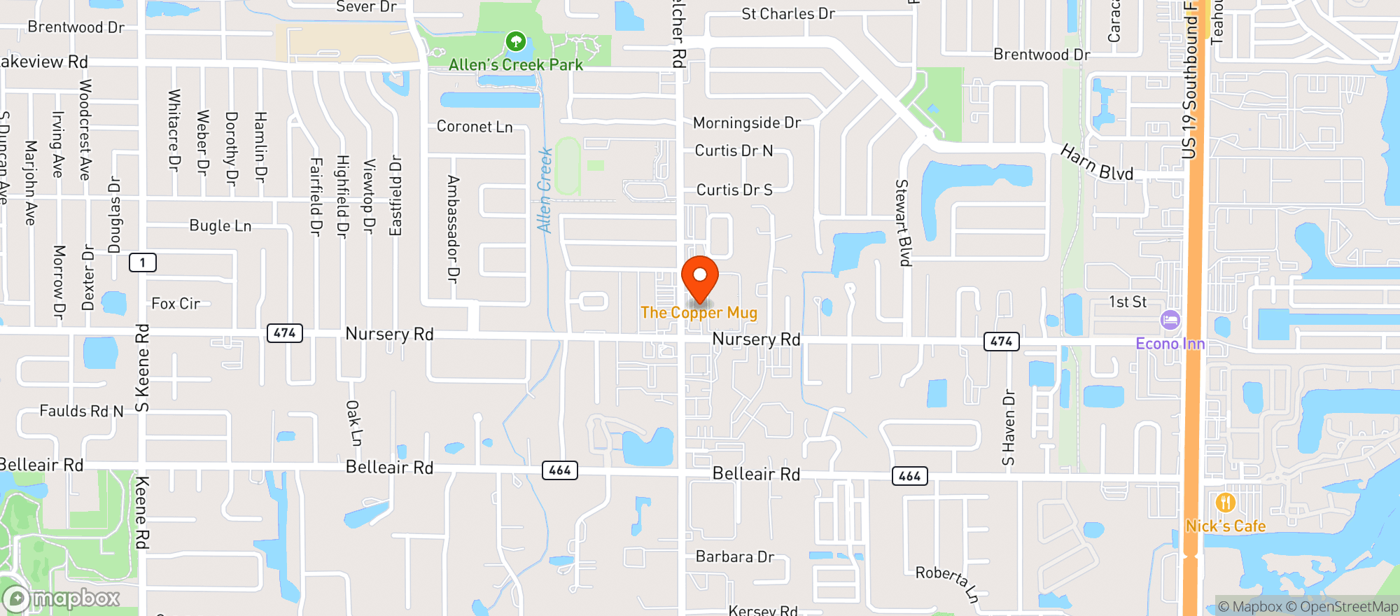 Map showing Belcher Food Store