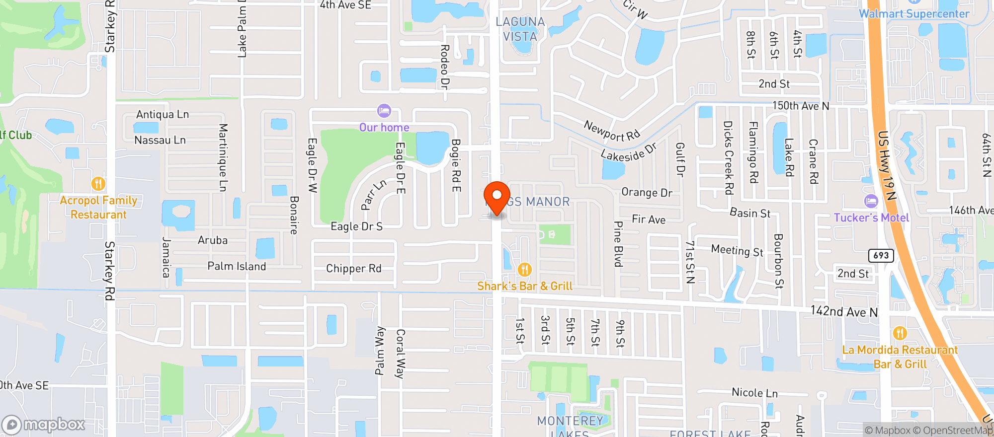Map showing CIRCLE K (1497 BELCHER RD S)
