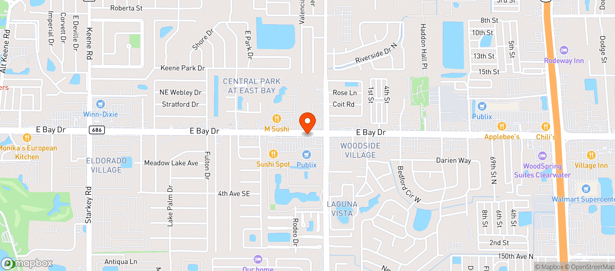 Map showing Publix Super Market