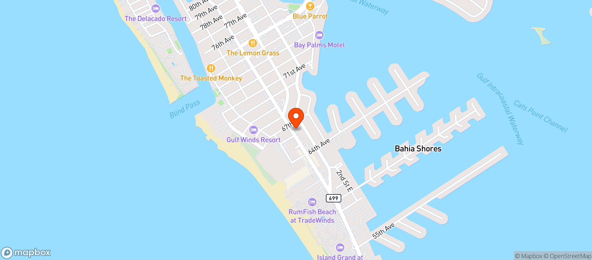 Map showing Beach Meats