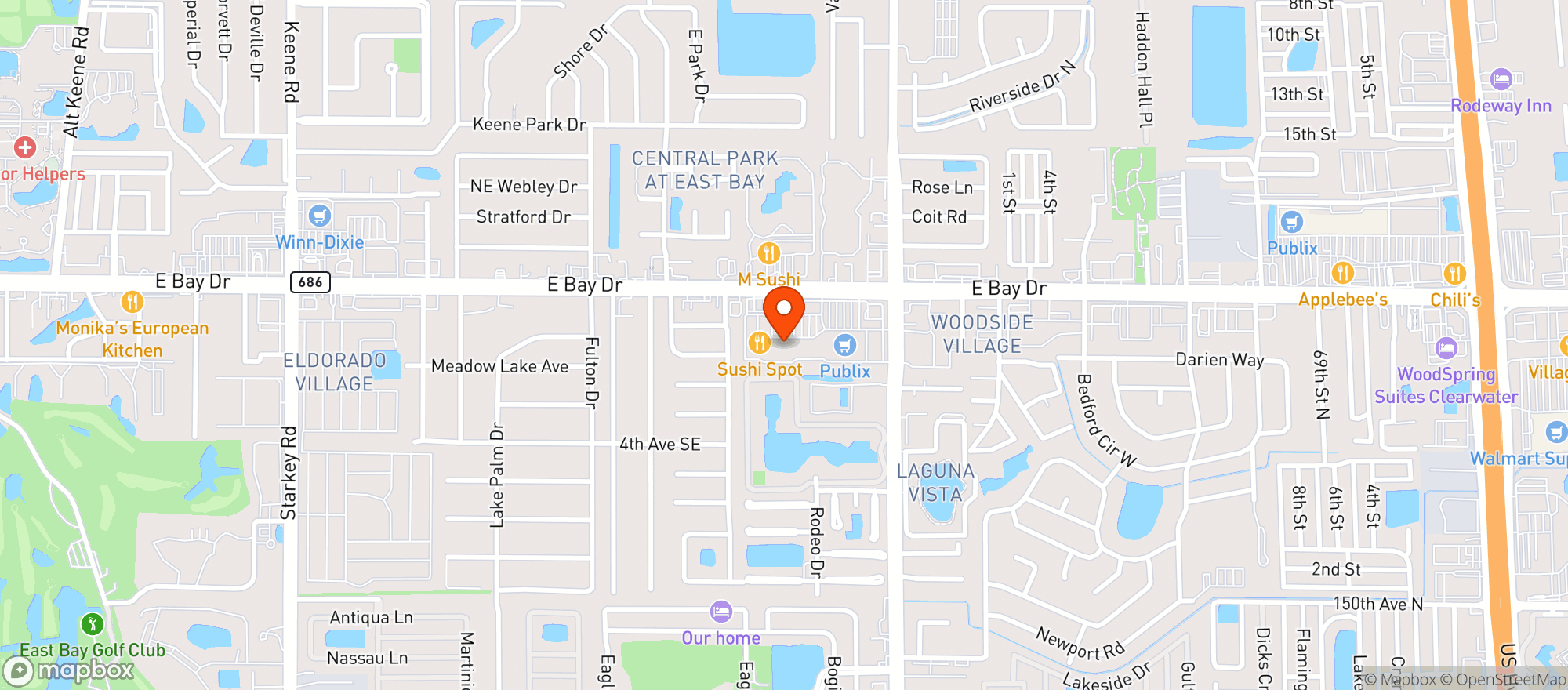 Map showing Eddies Bar And Grill (largo)