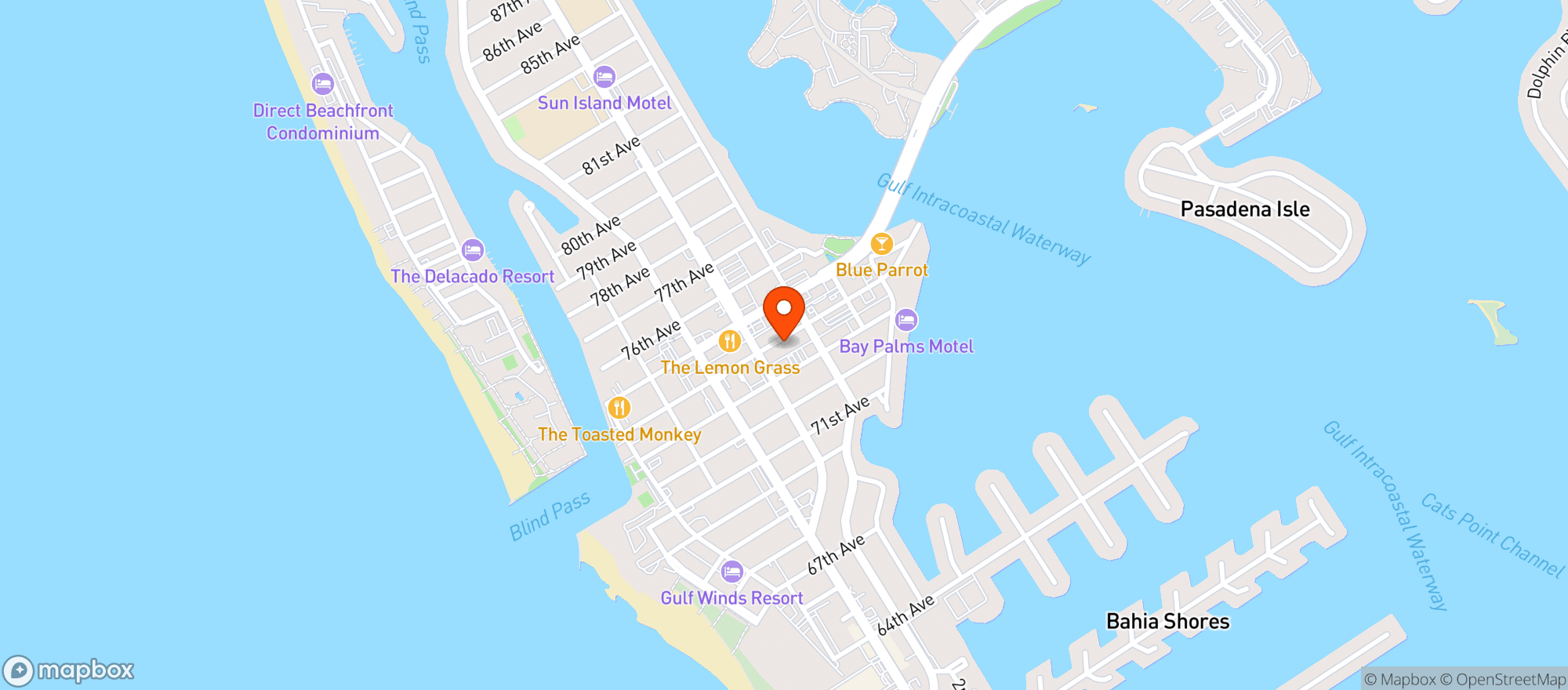Map showing Swigwam Beach Bar