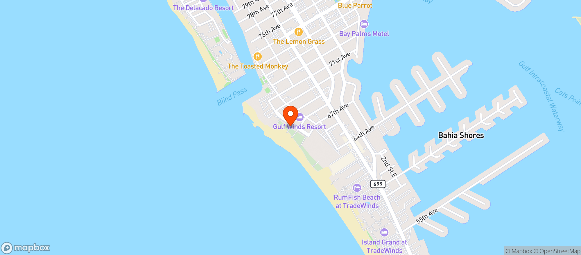 Map showing Paradise Grille