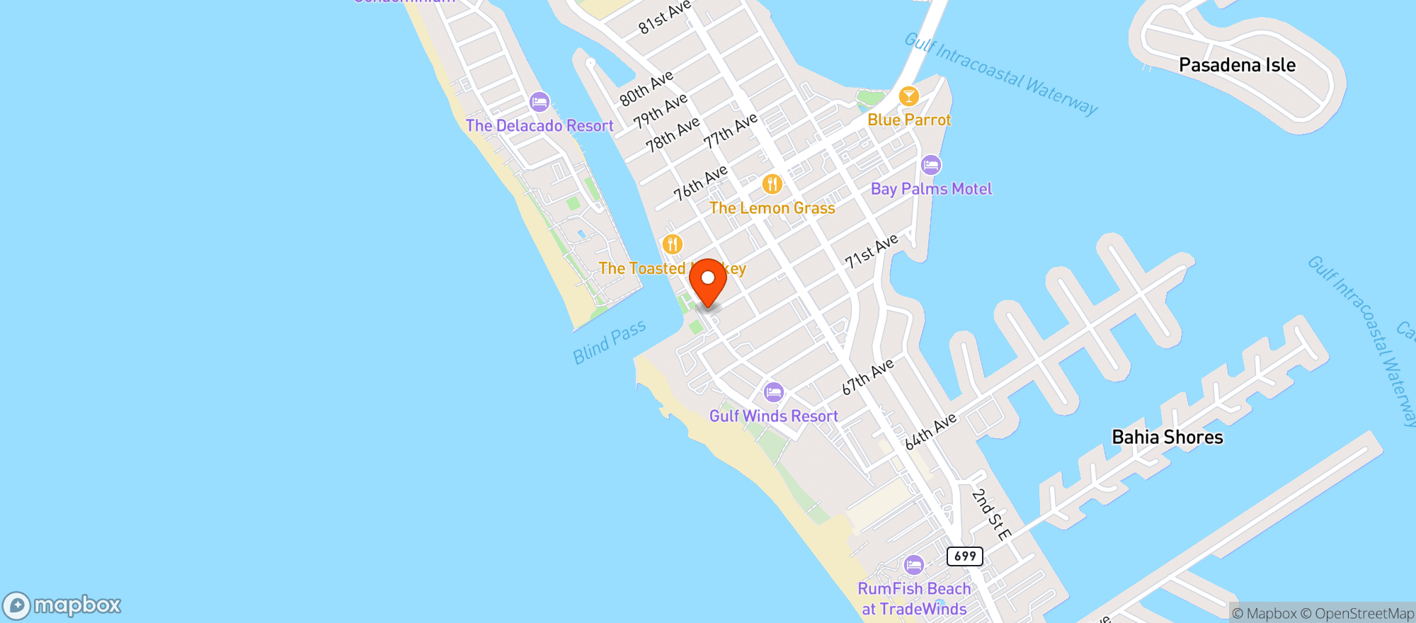 Map showing 82 Degrees Bar & Grill