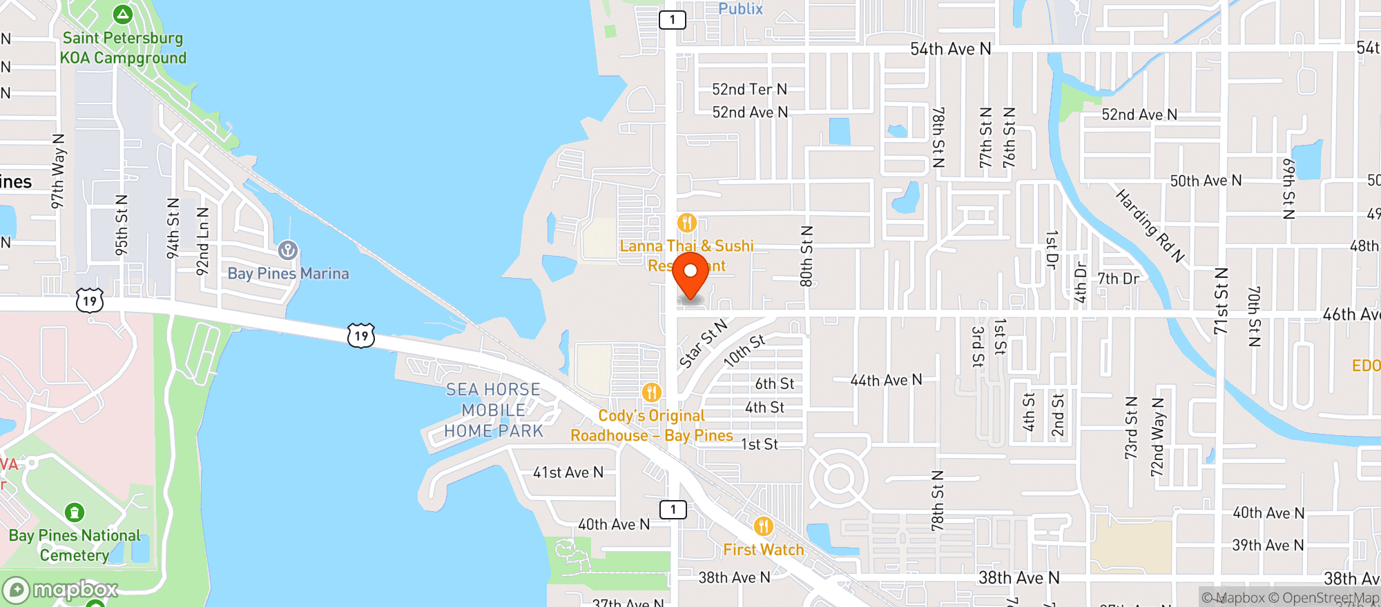 Map showing Park St Food Mart