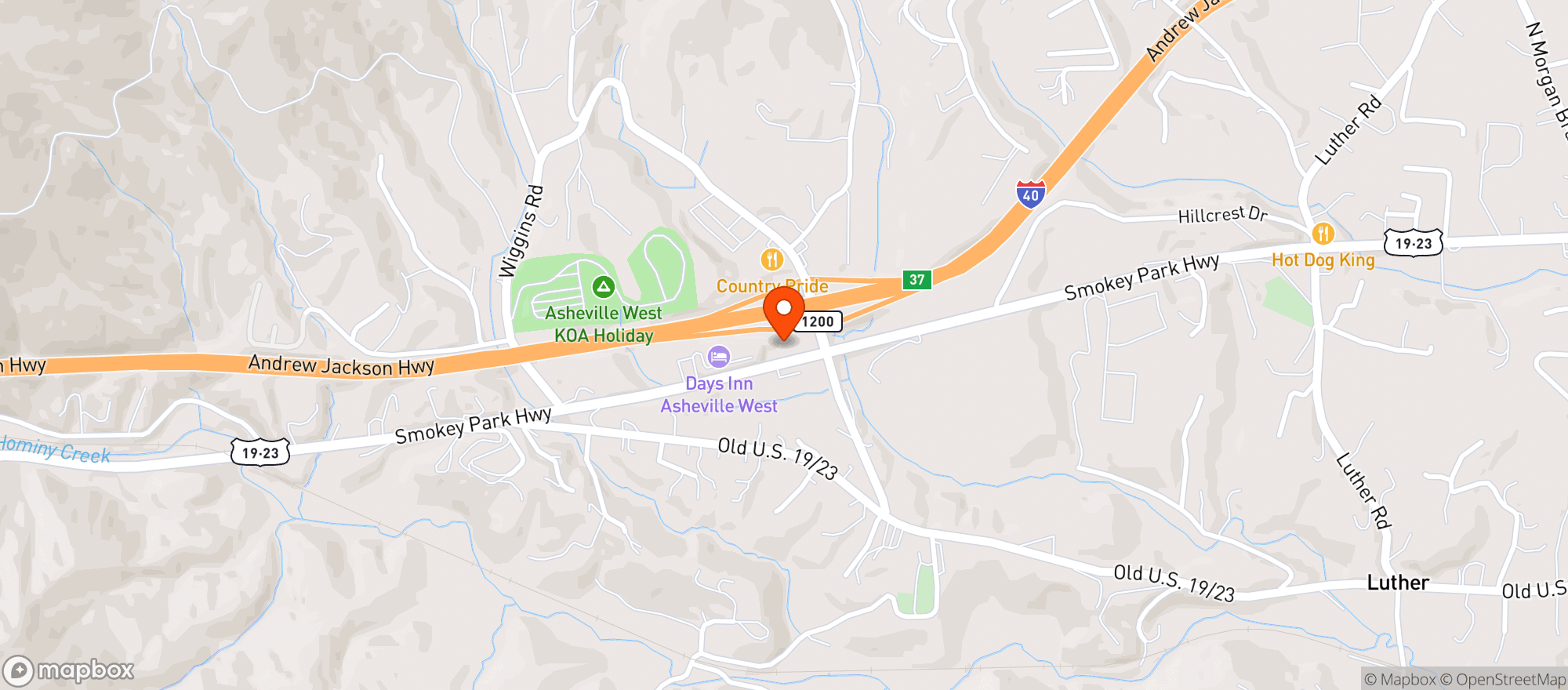 Map showing Mapco-#0646 Candler