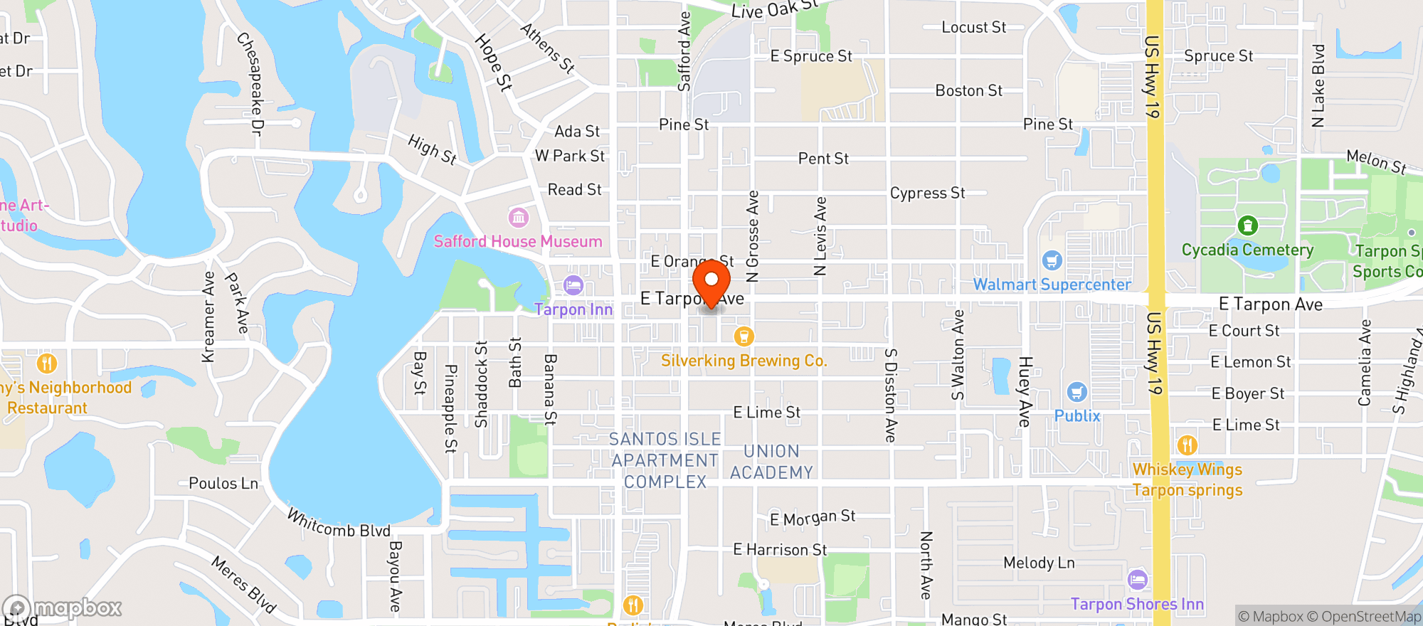 Map showing Johnny's Fillin' Station And Tap Room Of Tarpon Spring