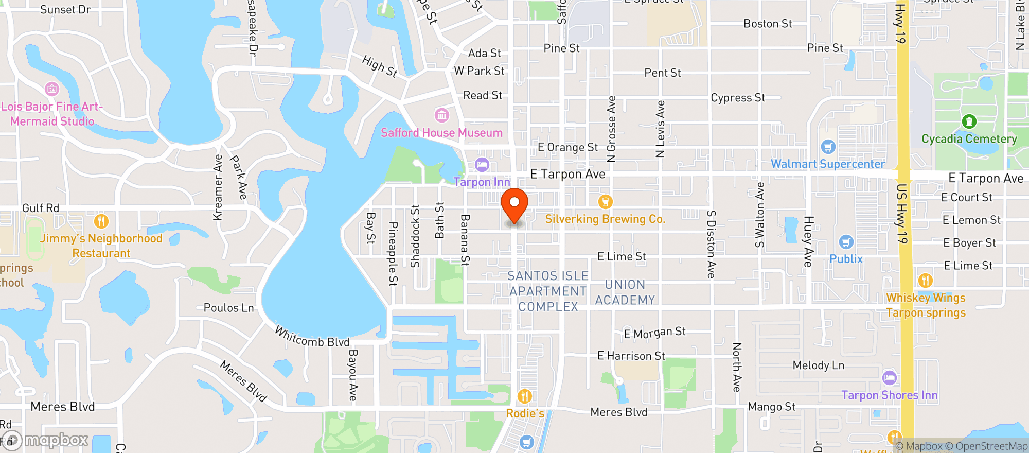 Map showing Elks Lodge