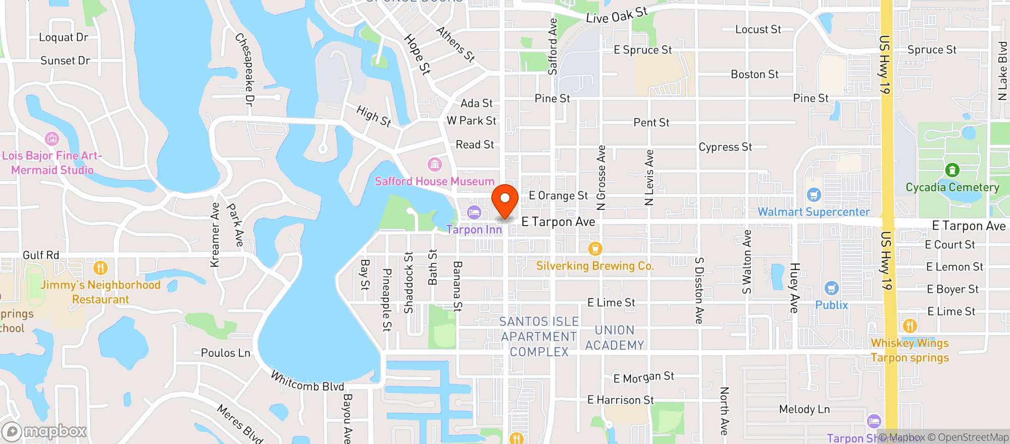 Map showing Tarpon Springs 1st Friday
