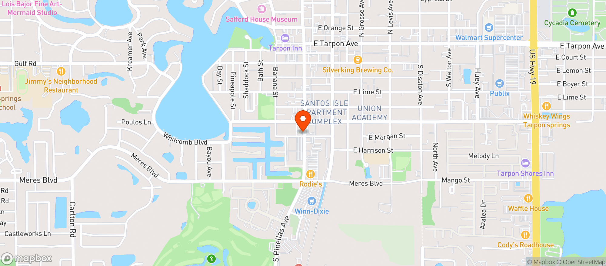 Map showing Liquors Of Tarpon
