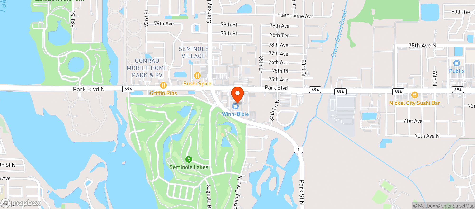 Map showing Winn Dixie Liquor 610