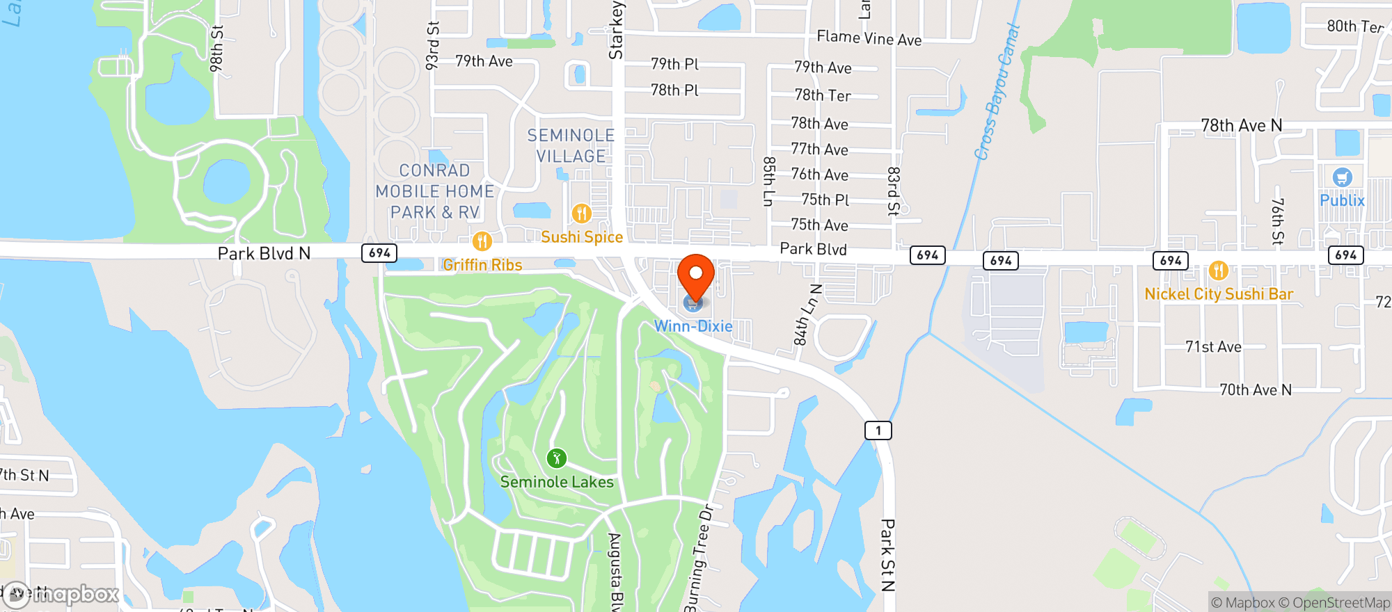 Map showing Winn Dixie 606