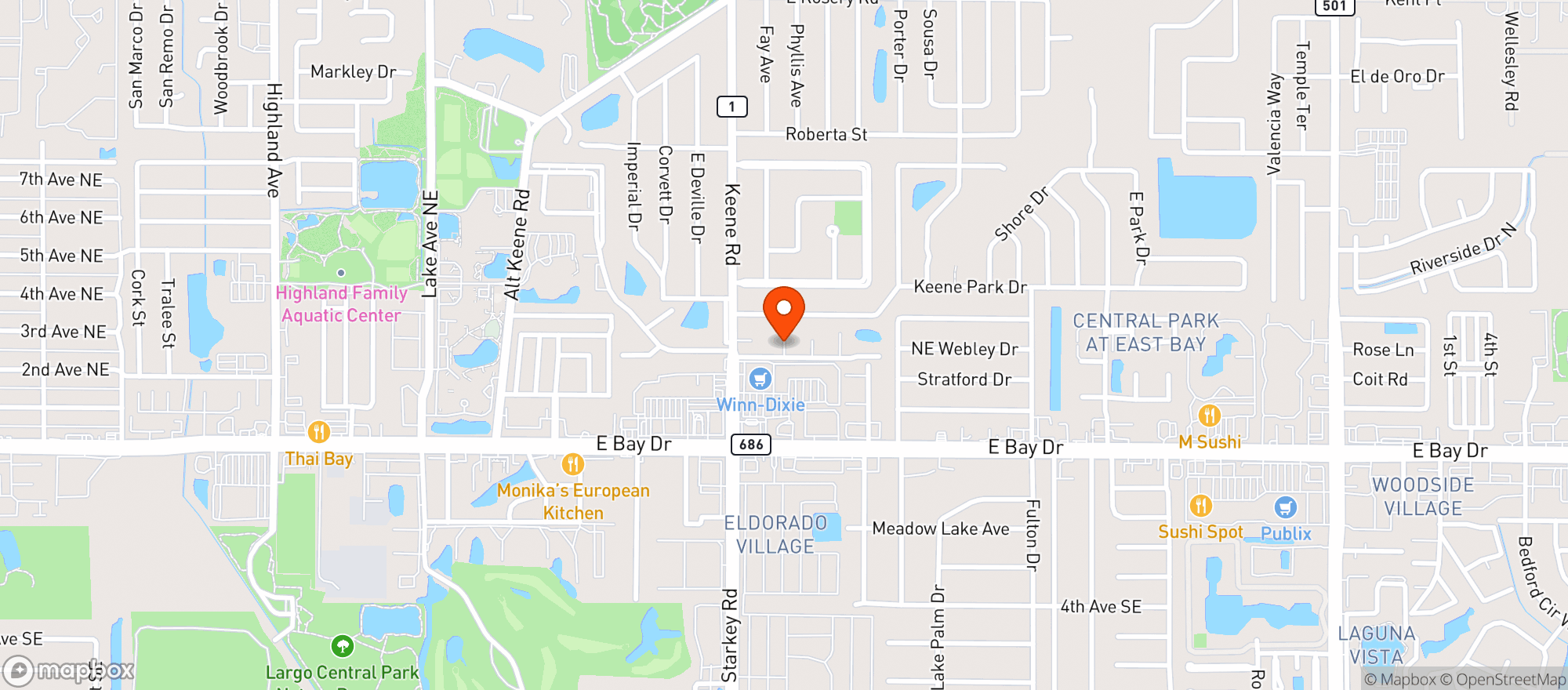 Map showing Publix Liquor Store #1344l