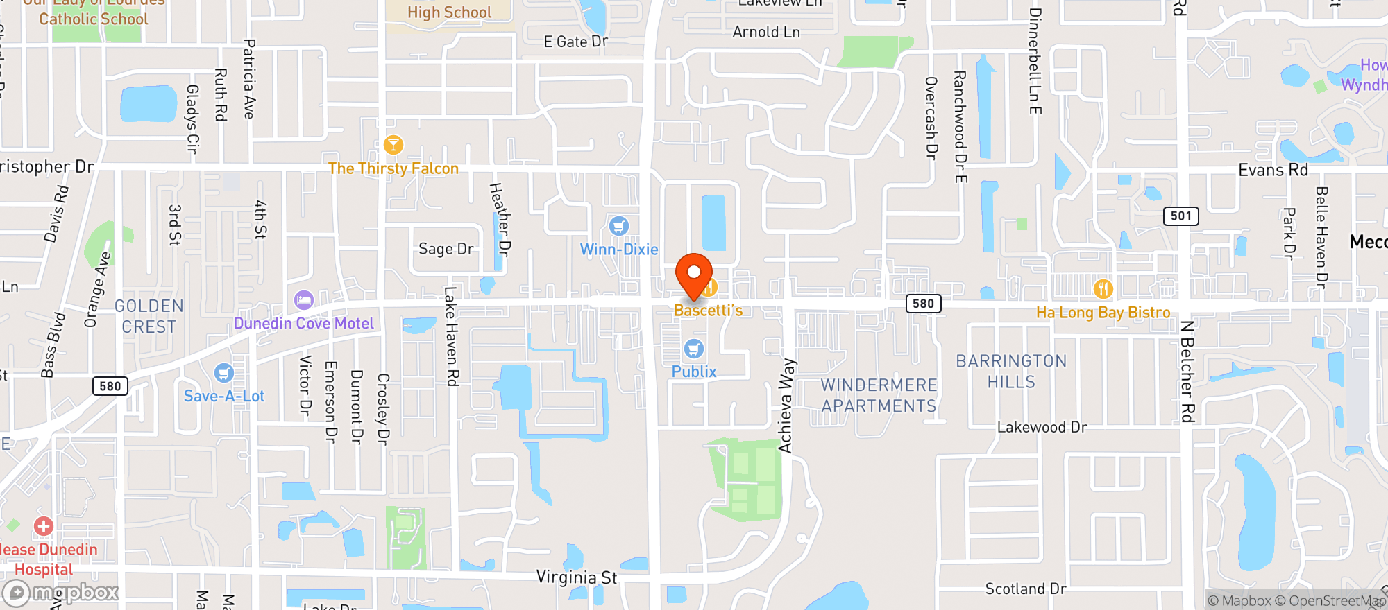 Map showing Publix Super Market
