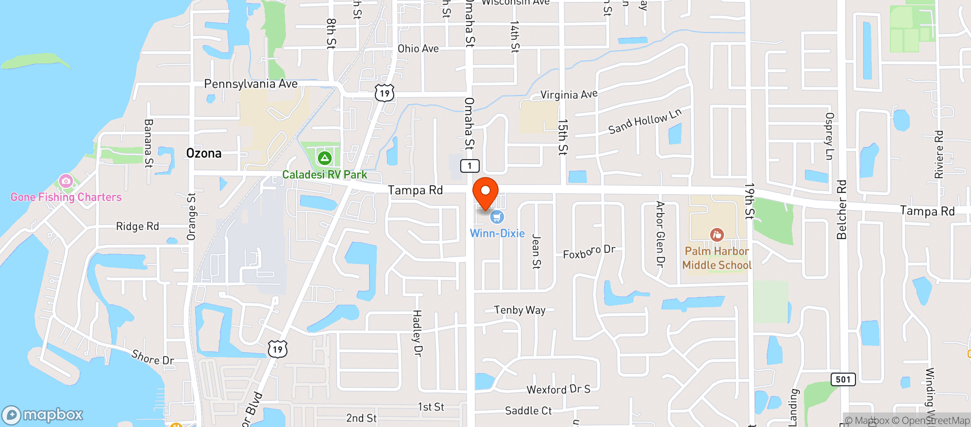 Map showing Westshore