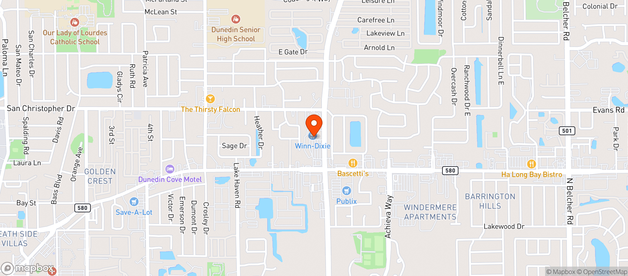 Map showing Winn Dixie 640
