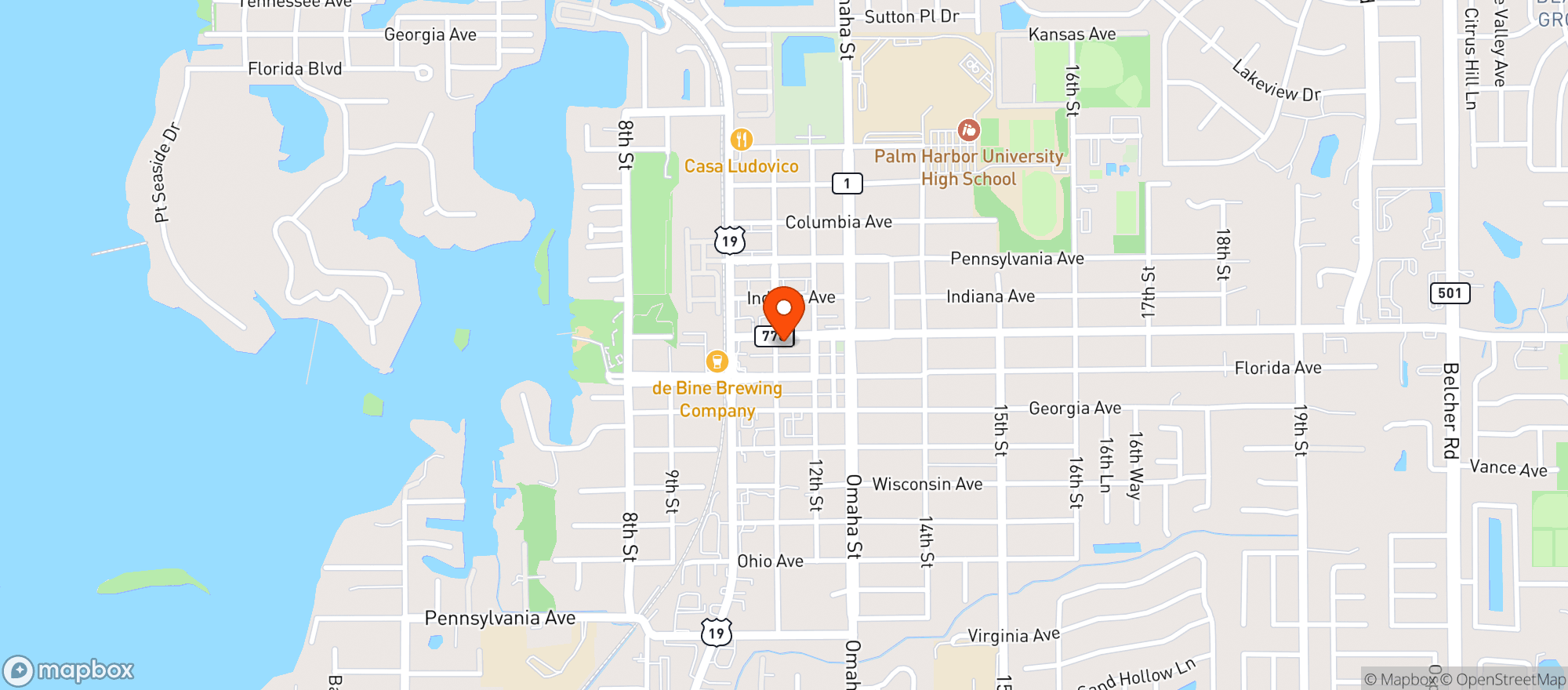 Map showing Fireside Pizza Cafe