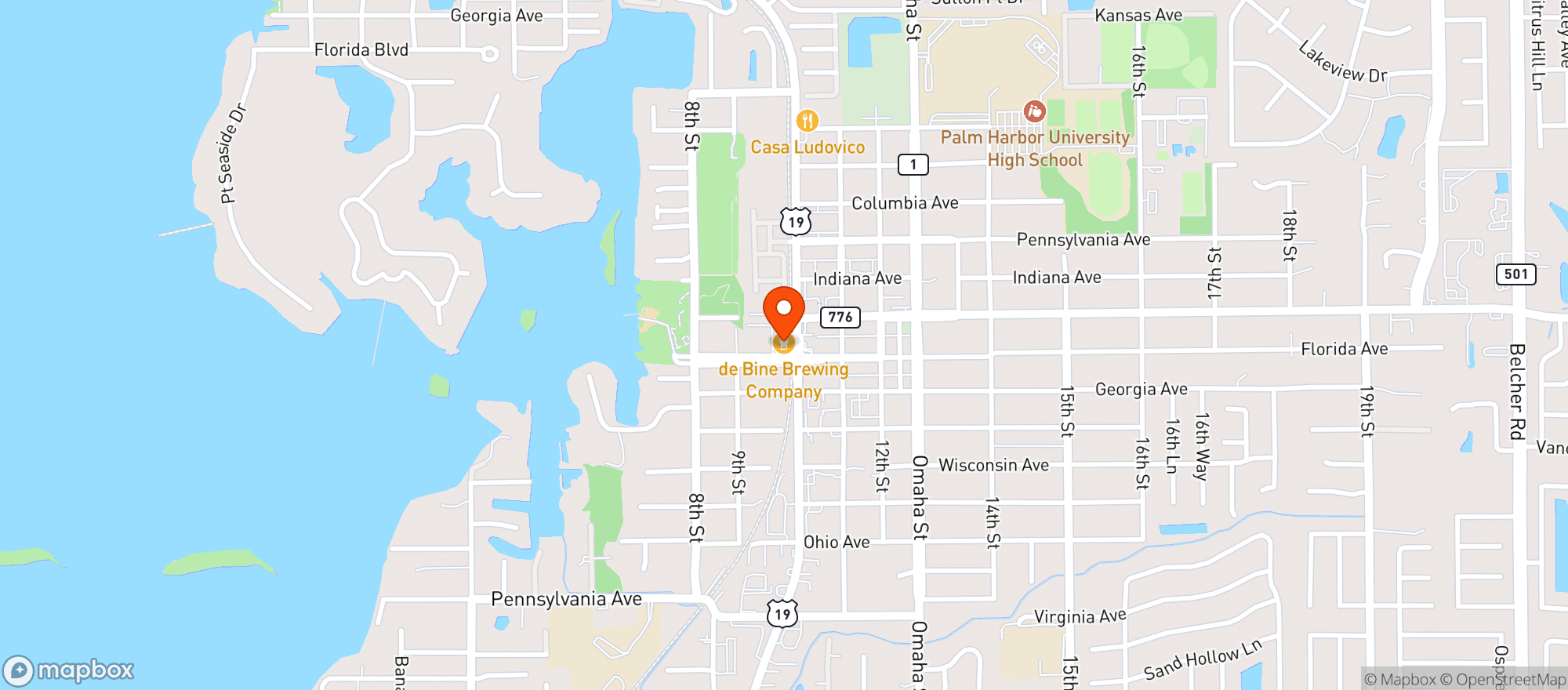 Map showing De Bine Brewing Co