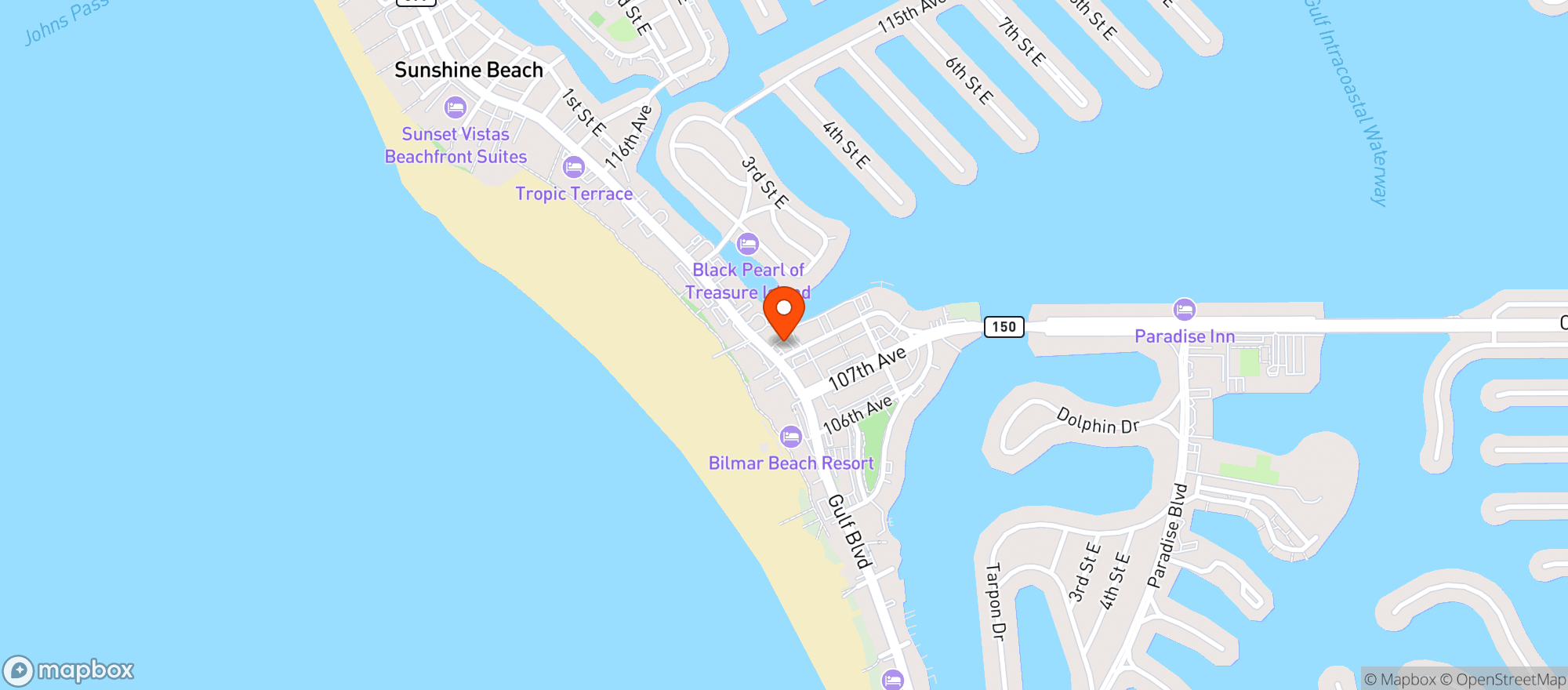 Map showing Treasure Island Rally