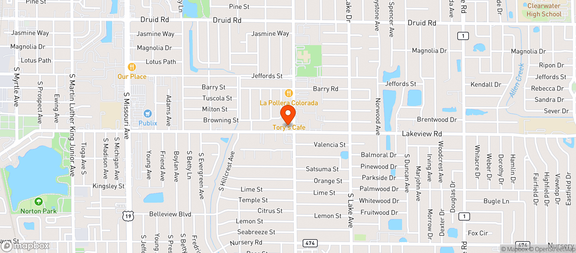 Map showing Lakeview Food Mart