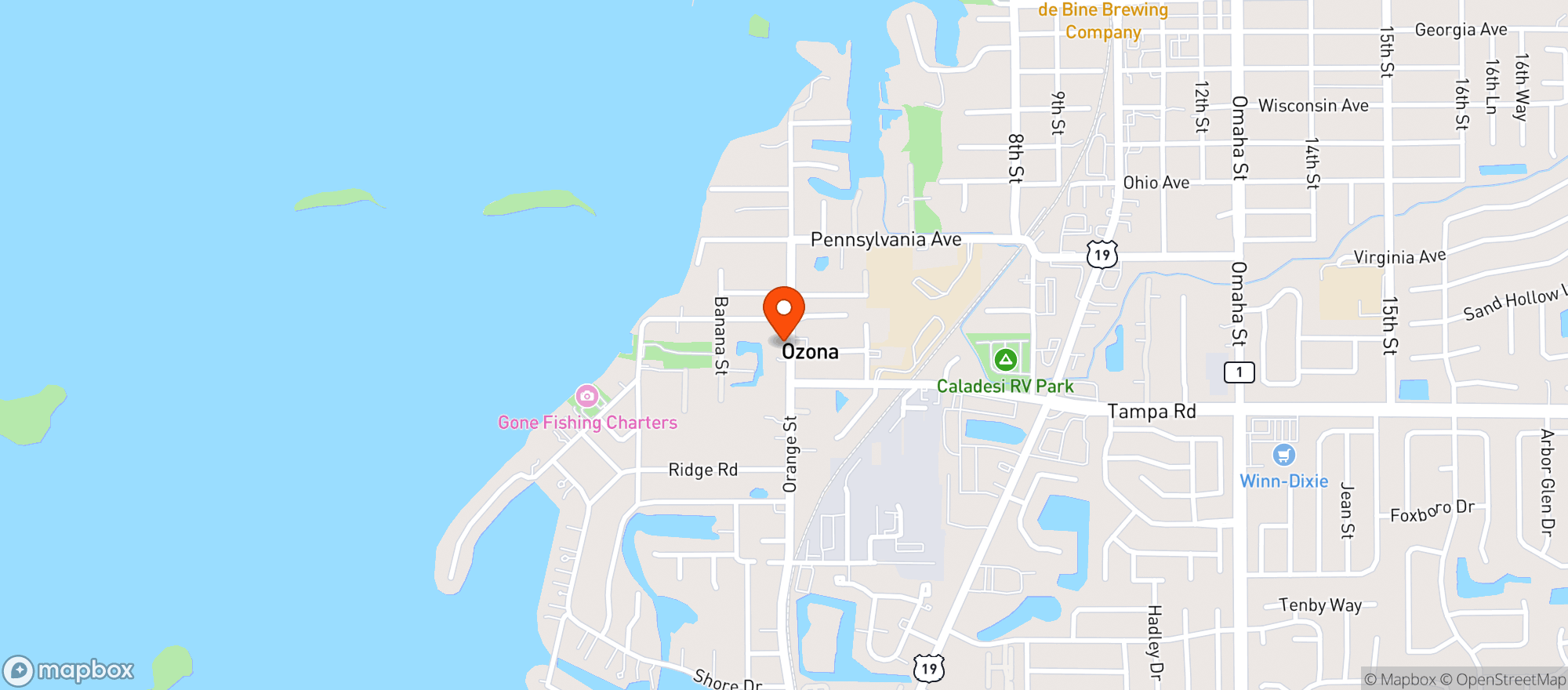 Map showing Ozona Brewing Company