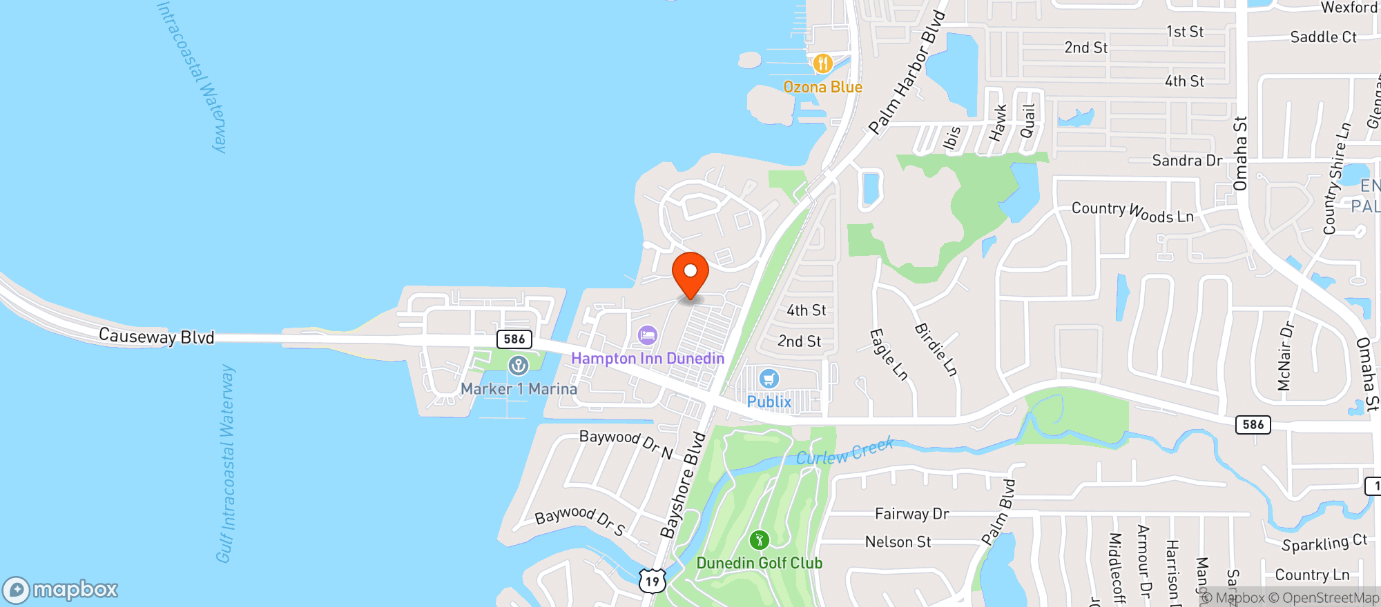 Map showing Madison Ave Pizza