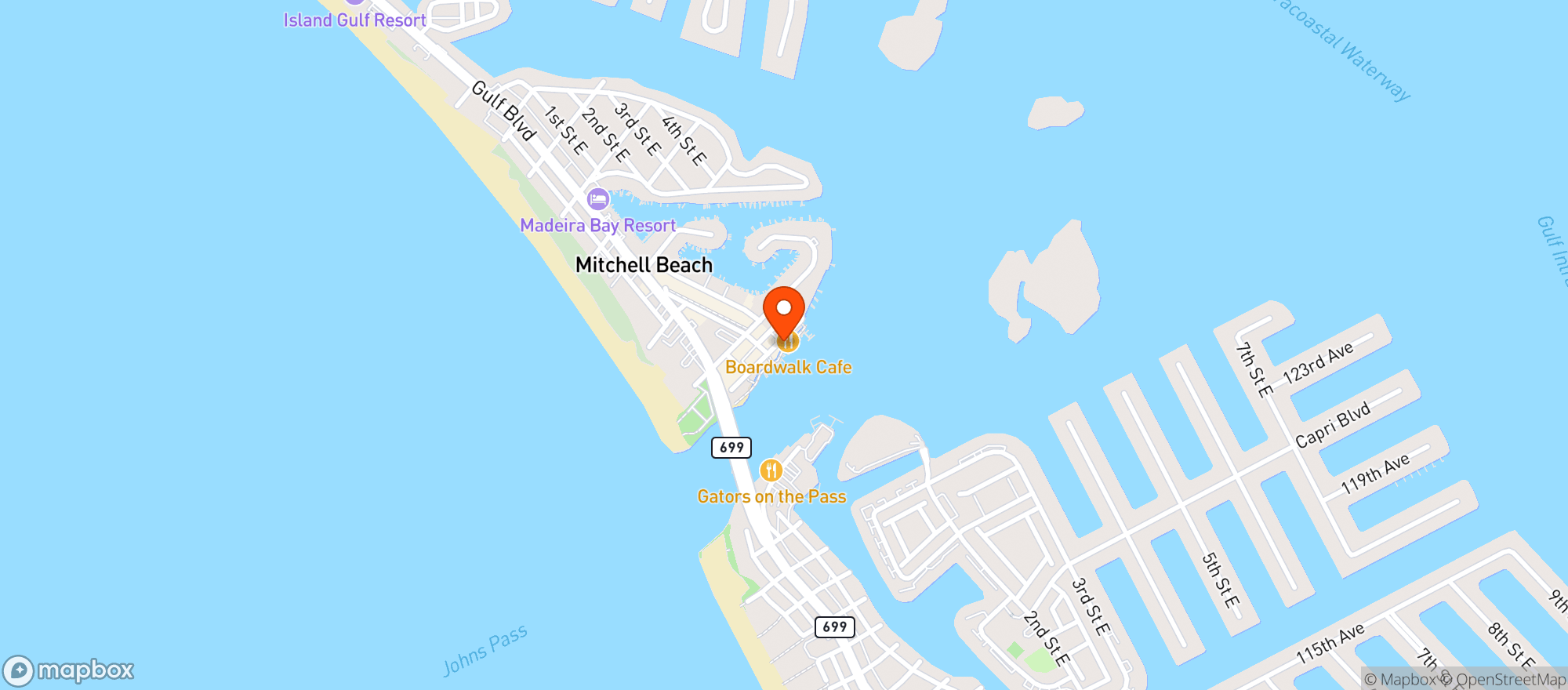 Map showing Caddys Waterfront