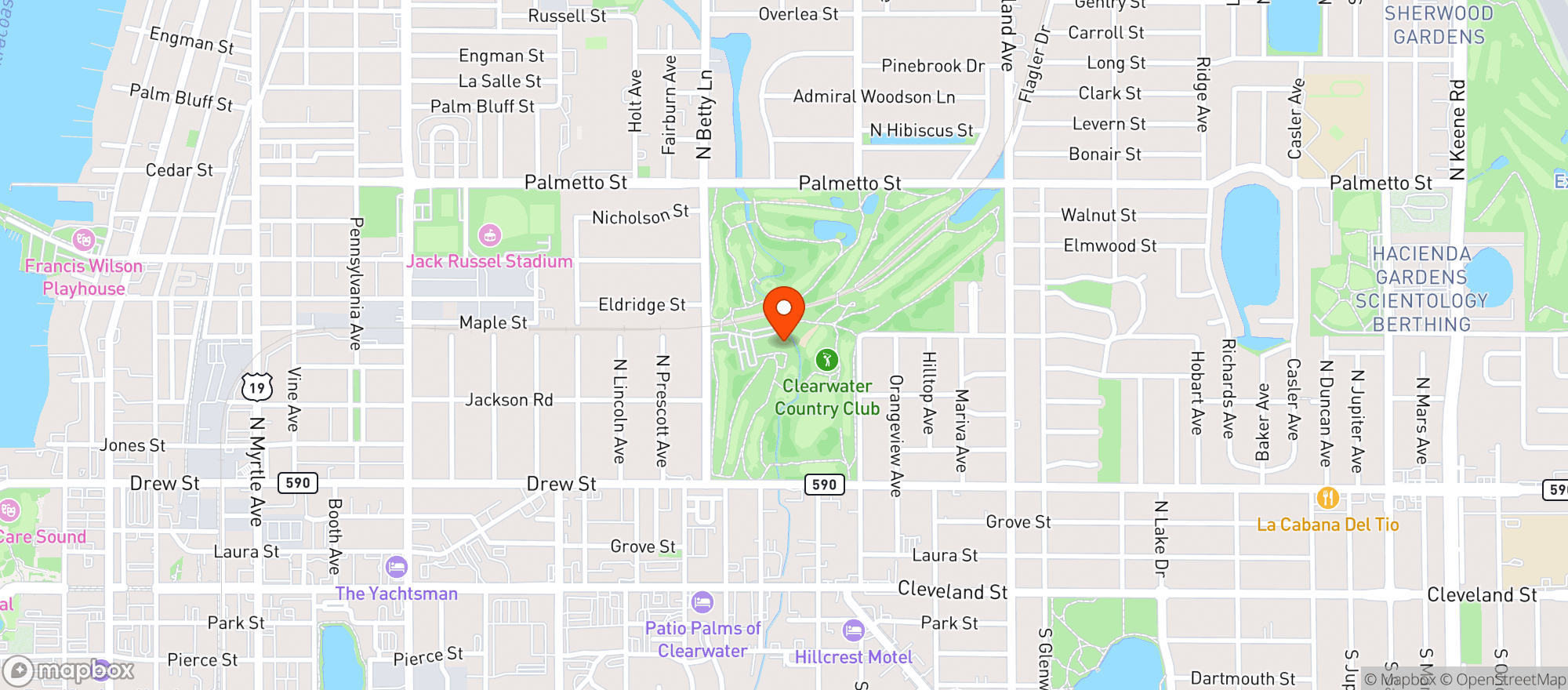Map showing Clearwater Country Club