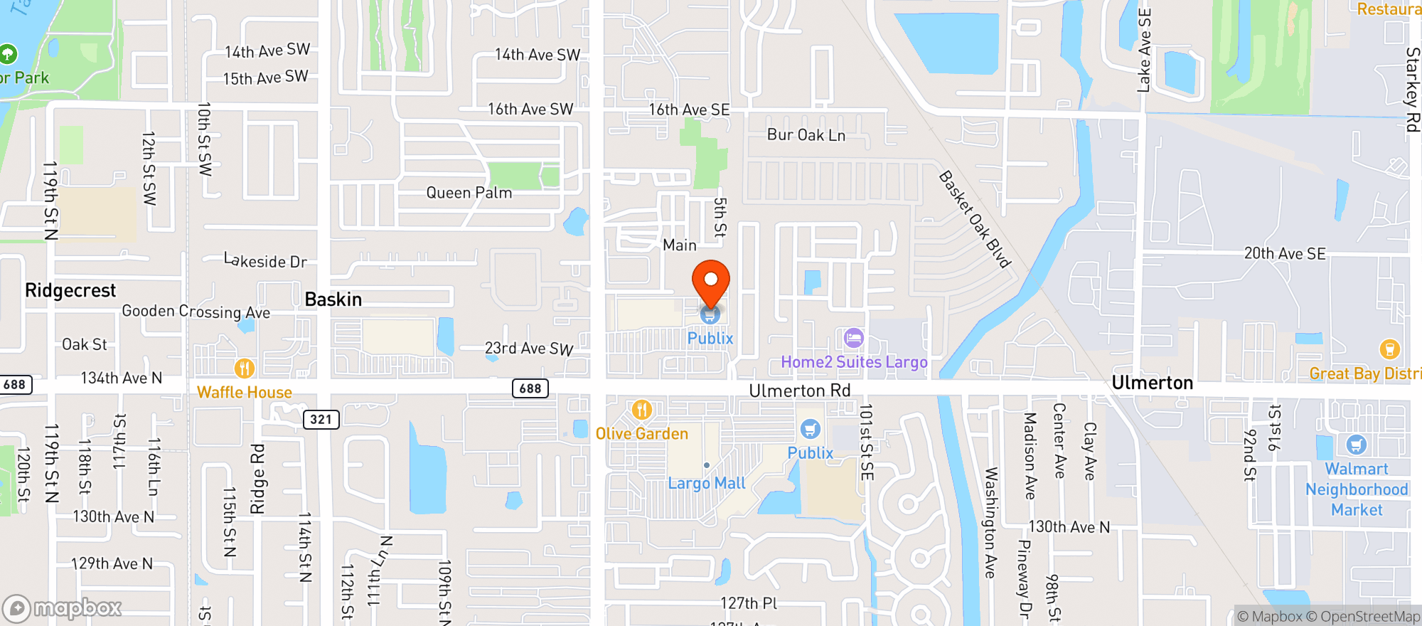 Map showing Publix Super Market