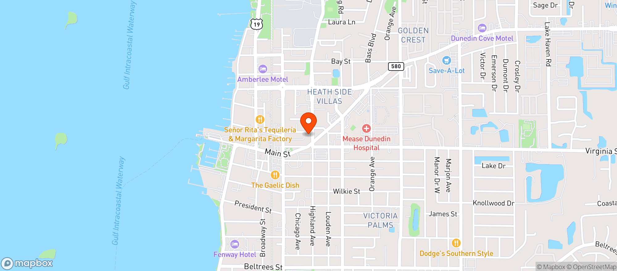 Map showing The Flyin Bulldog