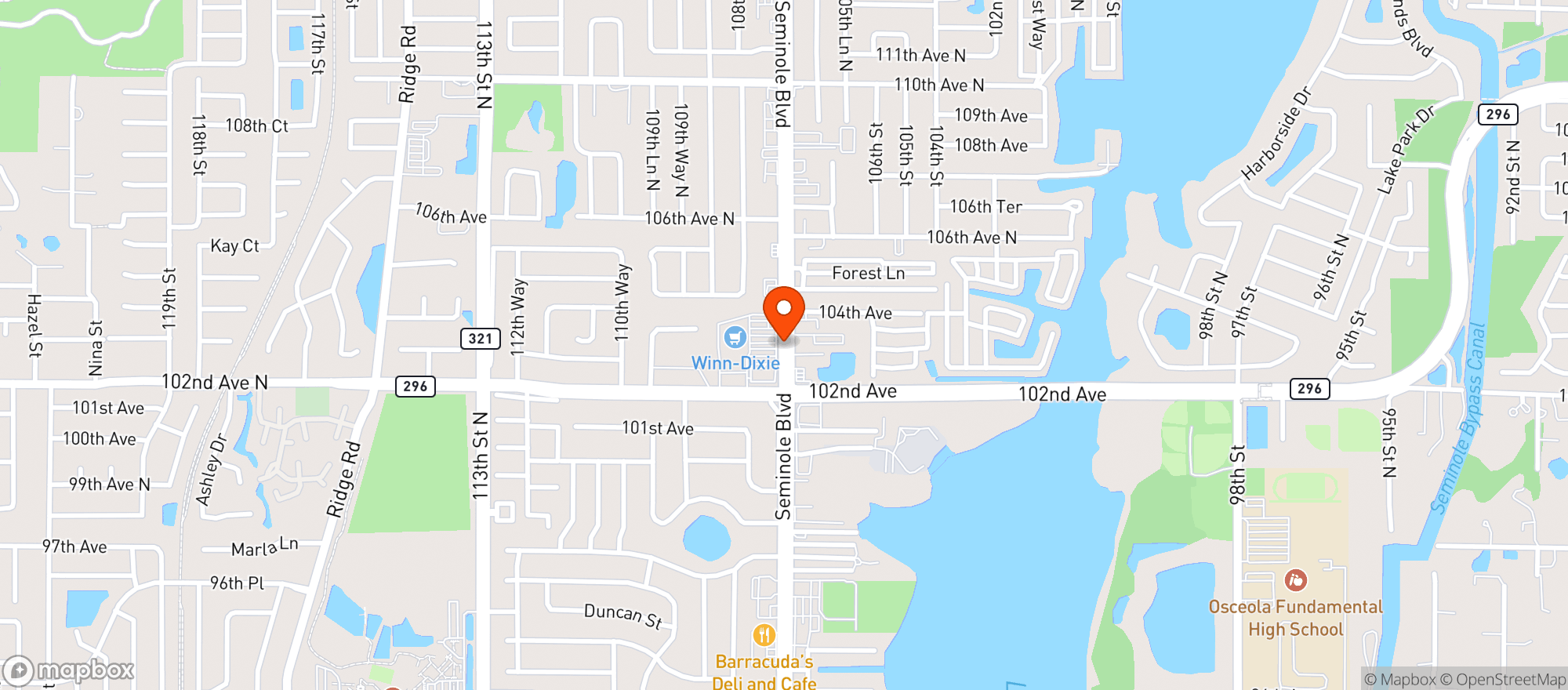 Map showing Winn Dixie