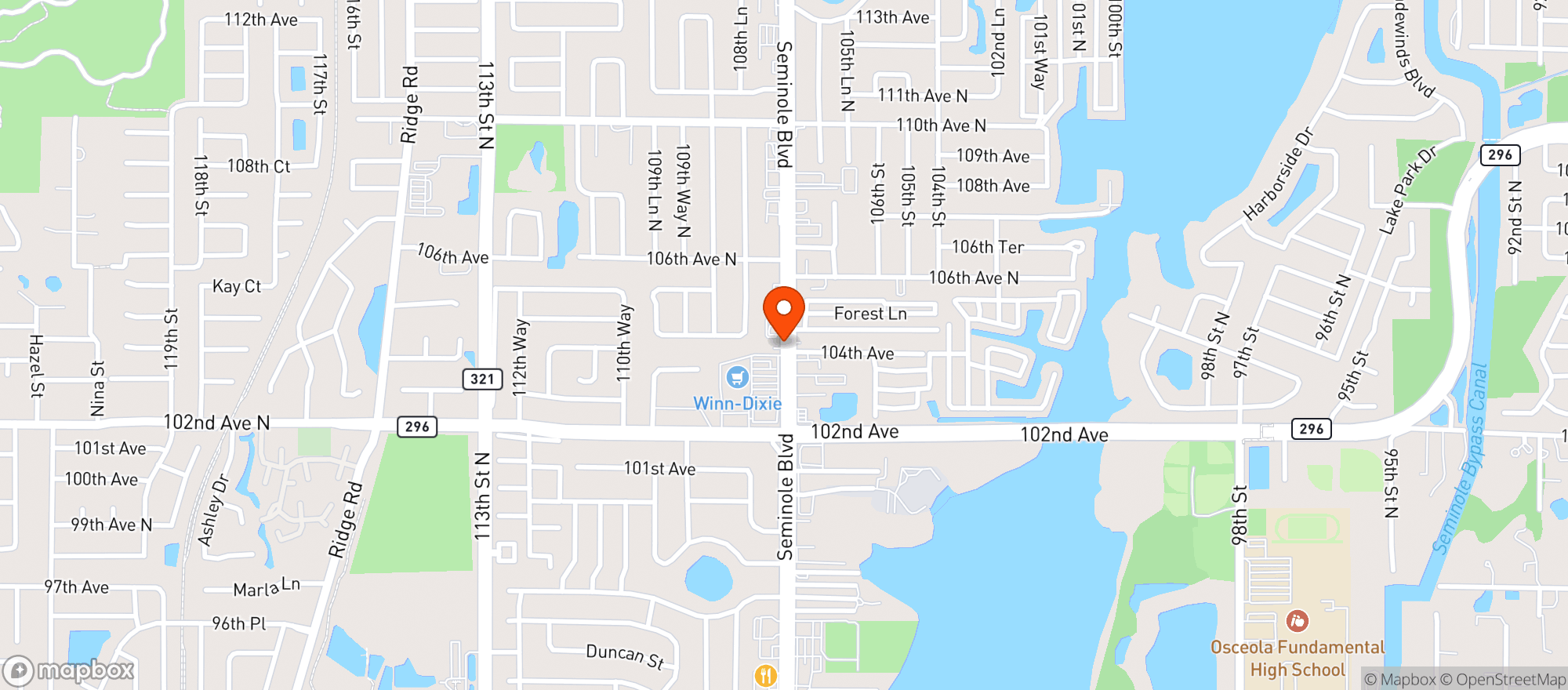 Map showing Winn Dixie Liquor 2512