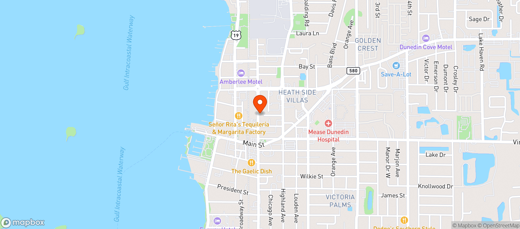 Map showing Dunedin Brewery